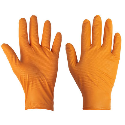 Supertouch Orange Disposable Nitrile Diamond Grip Gloves FULL CASE