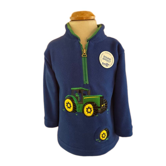 Kids Big Green Tractor Fleece With Sound – Royal