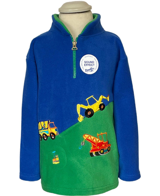 Kids Hillside Trucks Fleece With Sound – Royal & Emerald