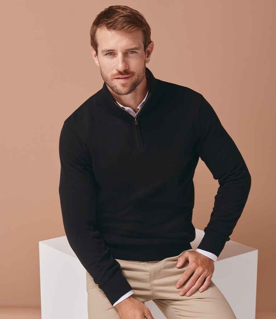 H729 Henbury Zip Neck Sweater