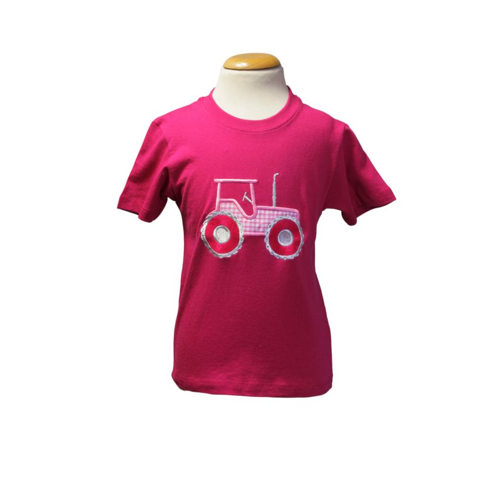 Gingham Tractor T – Fuschia