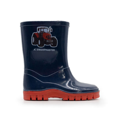 Swampmaster Junior Tractor Wellington Boot Navy/Red