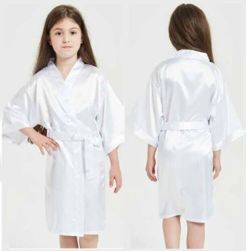 Kids Satin robe white